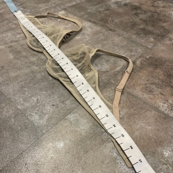 delicates size 36c y2k beige mesh overlay zebra print bra - Picture 5 of 7